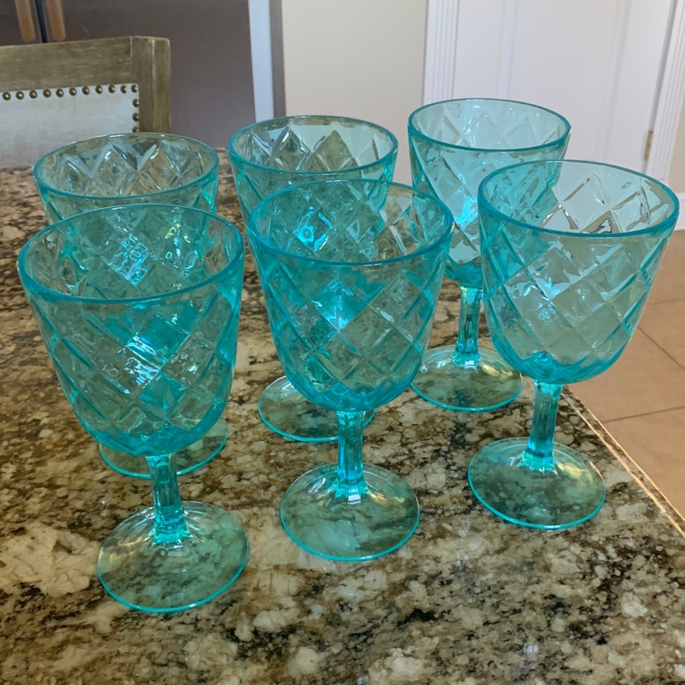 Aqua melamine wine glasses